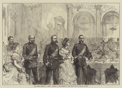 Los tres emperadores en Berlín, llegada al banquete en el Salón Blanco del Palacio Viejo de Sir John Charles Robinson